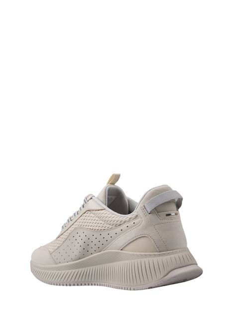 BOSS TTNM EVO Sneakers Bianche In Pelle Liscia e Scamosciata e Mesh Con Suola a Spina Di Pesce - BOSS Shopping Online
