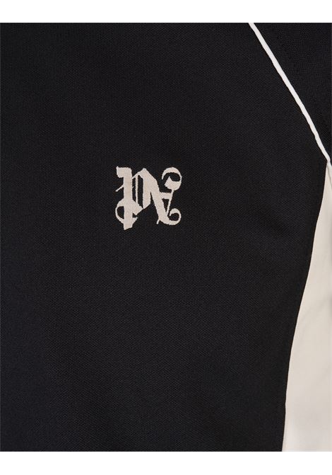 PALM ANGELS Giacca Track Nera e Bianca Con Monogramma - PALM ANGELS Sottocosto
