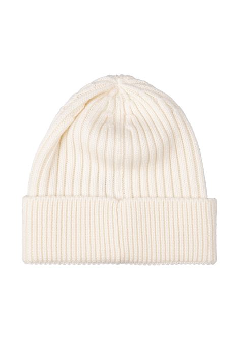 MONCLER GRENOBLE Berretto In Lana a Costine Bianca Con Patch Logo - MONCLER GRENOBLE Offerta