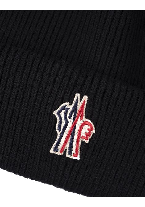 MONCLER GRENOBLE Berretto In Lana Nera Con Patch Logo - MONCLER GRENOBLE Economico