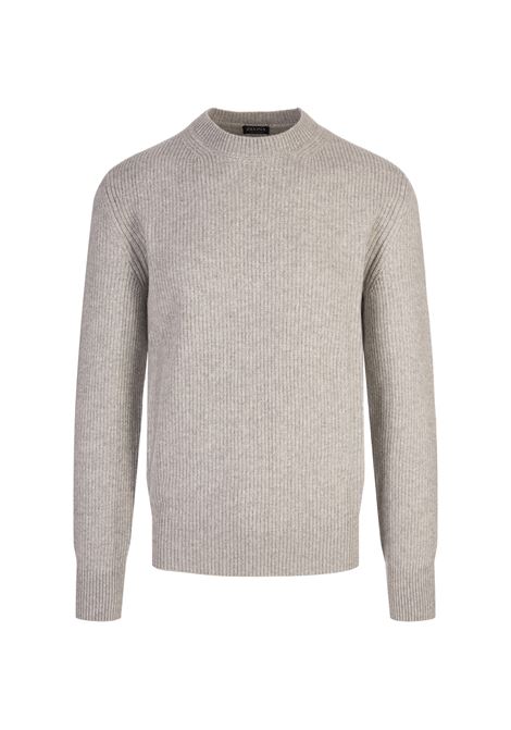 ZEGNA Maglione a Girocollo in Oasi Cashmere Grigio Chiaro - ZEGNA Saldi