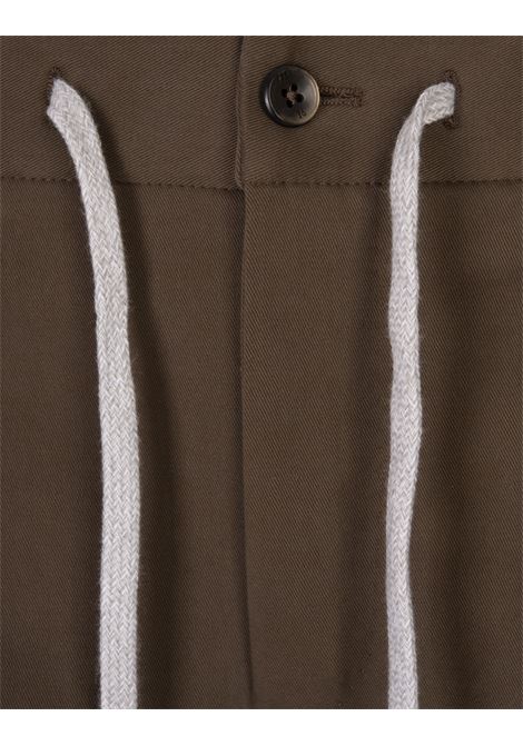 PT TORINO Pantaloni Slim Fit Con Coulisse In Misto Cashmere Marrone - PT TORINO Moda