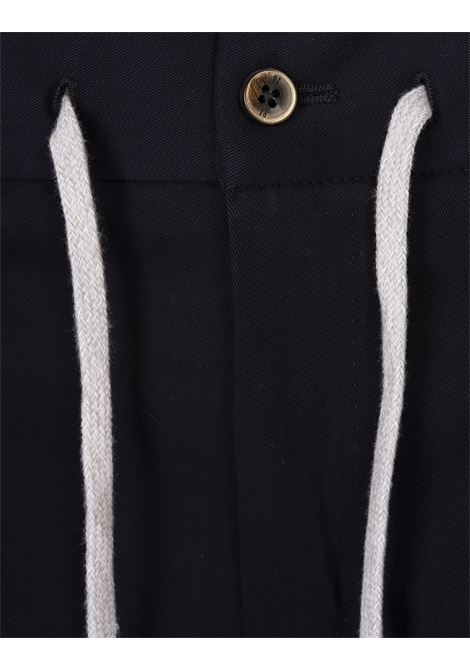 PT TORINO Pantaloni Slim Fit Con Coulisse In Misto Cashmere Blu - PT TORINO Spedizione gratuita