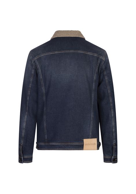 JACOB COHEN Giacca Trucker Sherpa in Mid Blue Comfort Denim - JACOB COHEN Negozio online di fabbrica