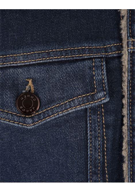 JACOB COHEN Giacca Trucker Sherpa in Mid Blue Comfort Denim - JACOB COHEN Negozio online di fabbrica