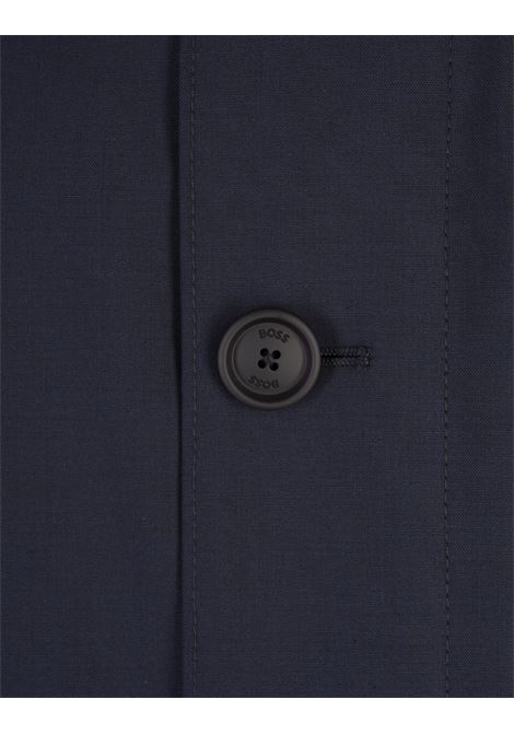 BOSS Cappotto Impermeabile In Misto Lana Blu Scuro - BOSS Shopping online