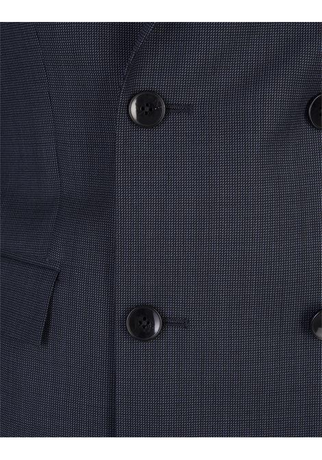 BOSS Abito Slim Fit Doppiopetto In Lana Blu Scuro Con Micromotivo - BOSS Offerta esclusiva