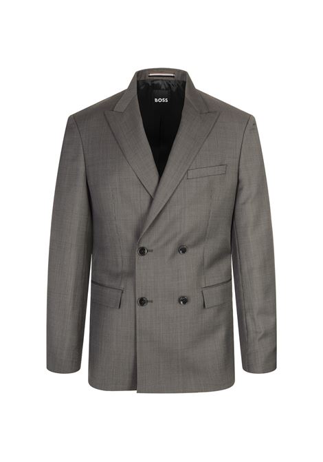 BOSS Abito Slim Fit Doppiopetto In Lana Grigio Con Micromotivo - BOSS Vendite stagionali