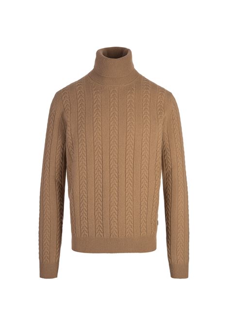 BOSS Maglione Dolcevita In Lana Vergine e Cashmere Beige - BOSS Cyber Monday