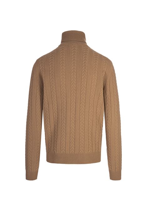 BOSS Maglione Dolcevita In Lana Vergine e Cashmere Beige - BOSS Cyber Monday