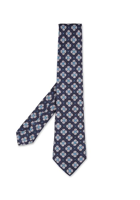 KITON Cravatta In Seta Blu Con Pattern Multicolor - KITON Vendita calda