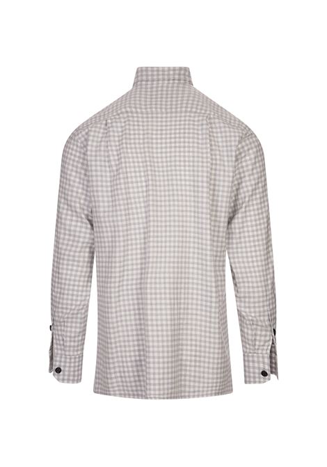 KITON Camicia Bianca Con Motivo a Quadretti Grigio - KITON Offerta migliore