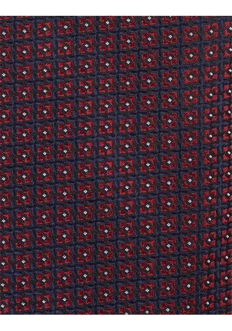 KITON Cravatta Rosso Scuro Con Micro Pattern Geometrico - KITON Offerta temporanea