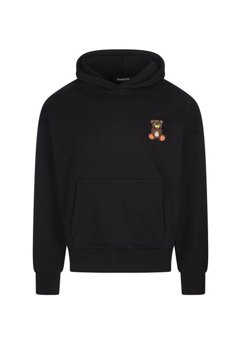 BARROW Felpa Nera Con Patch Bear e Stampa Sul Cappuccio - BARROW Super Saving Price