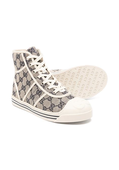 GUCCI KIDS Sneakers Alte In Tessuto Original GG Beige e Blu - GUCCI KIDS Ultimi tre giorni