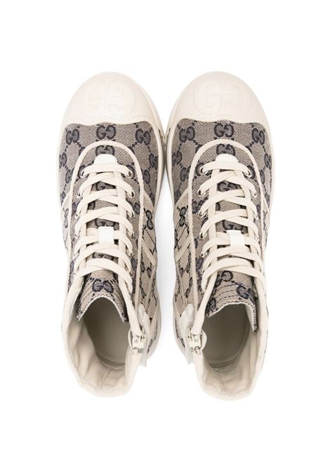 GUCCI KIDS Sneakers Alte In Tessuto Original GG Beige e Blu - GUCCI KIDS Ultimi tre giorni