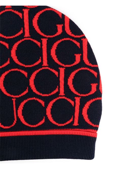 GUCCI KIDS Beanie Jacquard In Lana Gucci Blu Scuro e Rosso - GUCCI KIDS ACQUISTA ORA