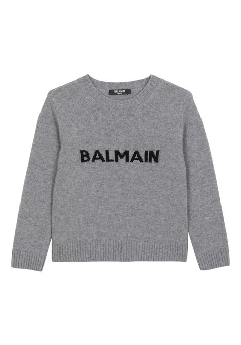 BALMAIN KIDS Maglione Grigio Con Logo Balmain - BALMAIN KIDS Fino al 60% di sconto