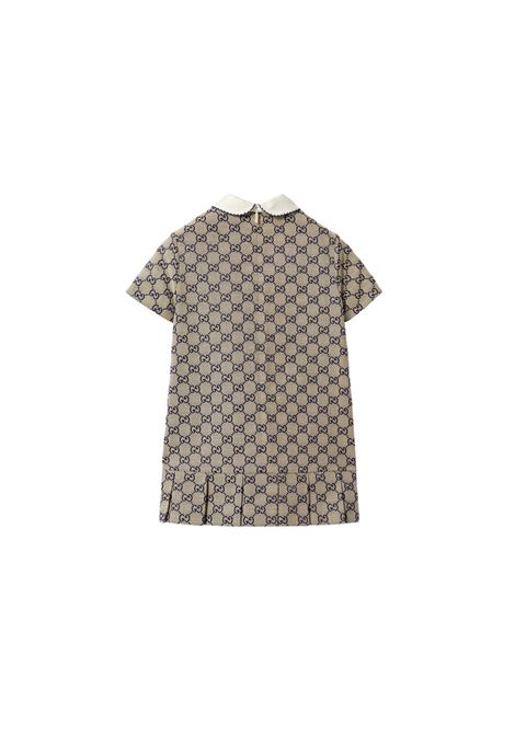 GUCCI KIDS Abito In Tessuto GG Beige e Blu - GUCCI KIDS Esporta salva