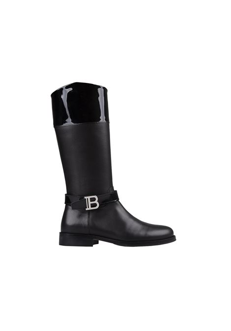 BALMAIN KIDS Stivali Neri Con Logo Monogramma - BALMAIN KIDS Black Friday Prezzi