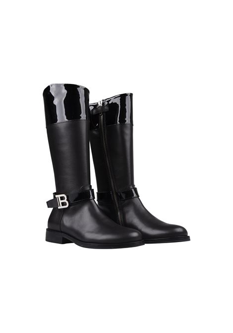 BALMAIN KIDS Stivali Neri Con Logo Monogramma - BALMAIN KIDS Black Friday Prezzi