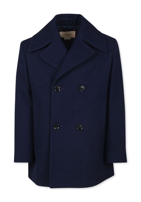 GUCCI KIDS Cappotto Blu Scuro Con Stampa Gucci Web Dietro - GUCCI KIDS Italia