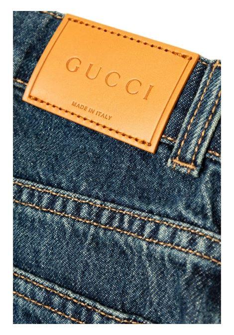 GUCCI KIDS Jeans A Gamba Dritta In Denim Blu Scuro - GUCCI KIDS Qualità