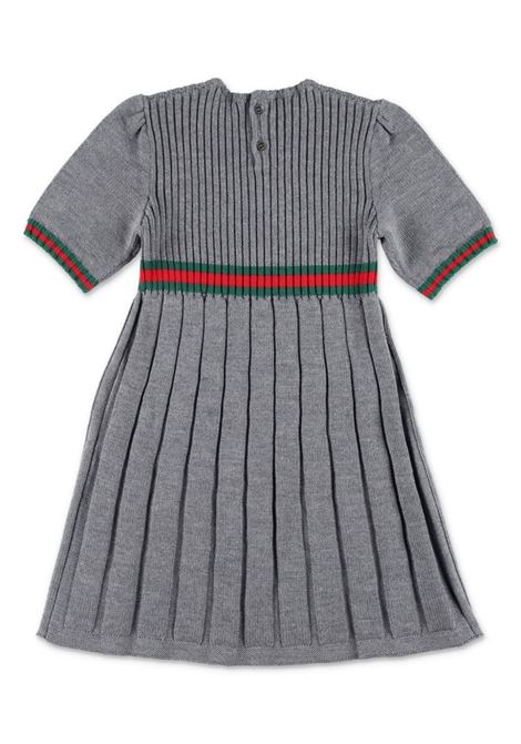 GUCCI KIDS Abito In Lana Grigia Con Nastro Web - GUCCI KIDS Promozione