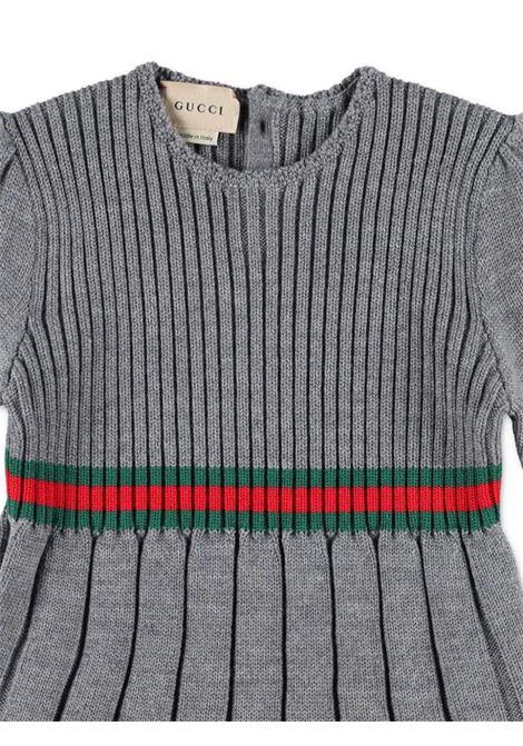 GUCCI KIDS Abito In Lana Grigia Con Nastro Web - GUCCI KIDS Promozione