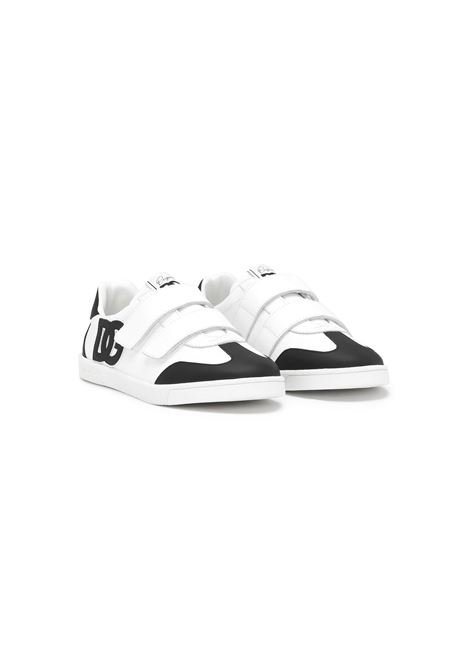 DOLCE & GABBANA KIDS Sneakers Basse DG Original Bianche e Nere Con Logo DG - DOLCE & GABBANA KIDS Soddisfazione Garantita