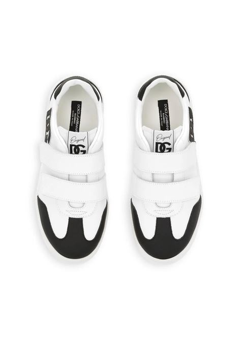 DOLCE & GABBANA KIDS Sneakers Basse DG Original Bianche e Nere Con Logo DG - DOLCE & GABBANA KIDS Soddisfazione Garantita
