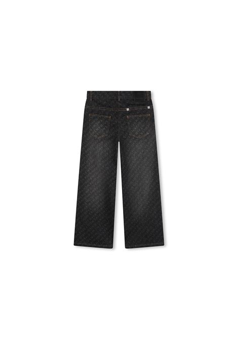 GIVENCHY KIDS Jeans Dritti Neri Con Stampa Logo All-Over - GIVENCHY KIDS Qualità Garantita