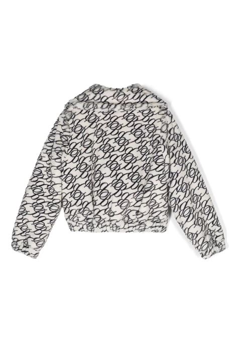 MISS BLUMARINE KIDS Giubbotto In Finta Pelliccia Bianca Con Motivo Monogram Nero - MISS BLUMARINE KIDS Negozi Online