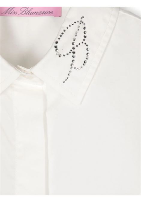 MISS BLUMARINE KIDS Camicia Bianca Con Logo Sul Colletto - MISS BLUMARINE KIDS Consegna Veloce