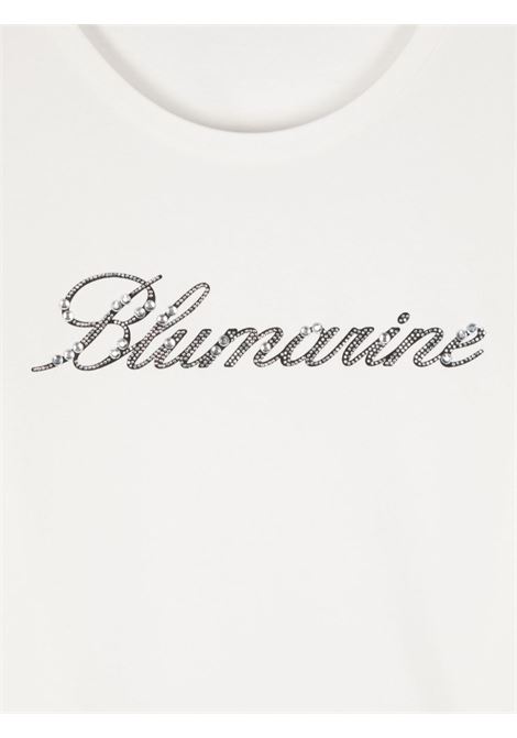 MISS BLUMARINE KIDS T-Shirt Bianca Con Logo Di Strass - MISS BLUMARINE KIDS Shopping Online