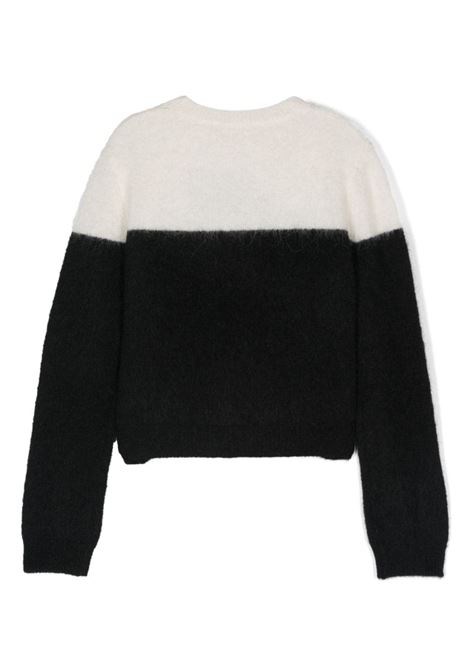 MISS BLUMARINE KIDS Maglione Nero e Bianco Con Dettaglio "B" Di Perle - MISS BLUMARINE KIDS Presa