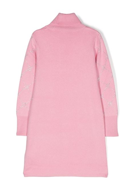 MISS BLUMARINE KIDS Vestitino Rosa Con Motivo Monogram Di Strass - MISS BLUMARINE KIDS Online