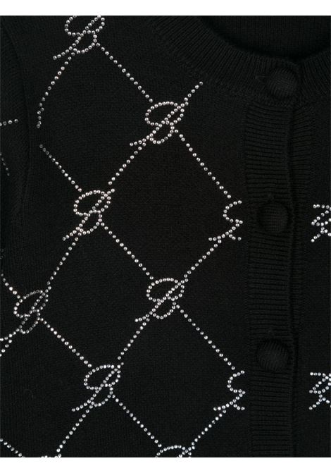 MISS BLUMARINE KIDS Cardigan Nero Con Motivo Monogram Di Strass - MISS BLUMARINE KIDS Outlet