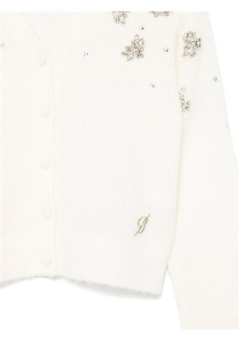 MISS BLUMARINE KIDS Cardigan Bianco Con Applicazione Gioiello - MISS BLUMARINE KIDS In Vendita