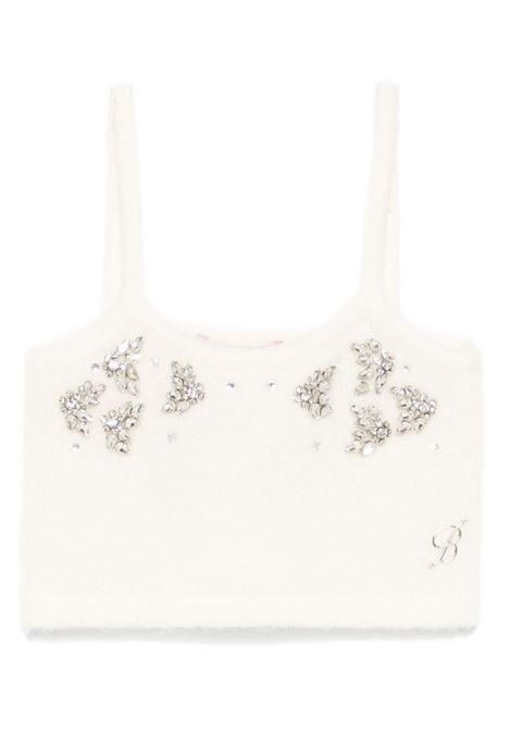 MISS BLUMARINE KIDS Top Crop Bianco Con Applicazione Gioiello - MISS BLUMARINE KIDS Saldi