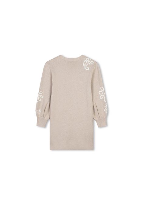 CHLOÉ KIDS Abito In Maglia Beige Marl Con Ricami - CHLOÉ KIDS Offerte
