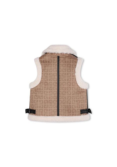 GIVENCHY KIDS Gilet Beige Con Stampa 4G e Profili in Finto Shearling - GIVENCHY KIDS I Più Venduti