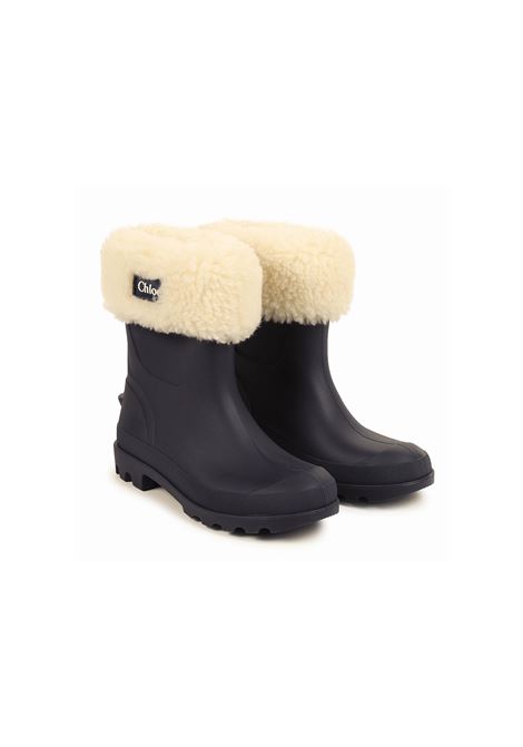 CHLOÉ KIDS Stivali Da Pioggia Blu Con Applicazione - CHLOÉ KIDS Spedizione gratuita