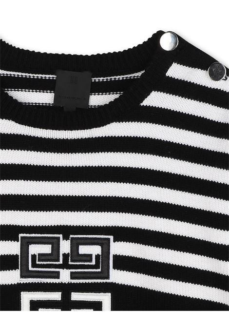 GIVENCHY KIDS Pullover Nero Con Motivo 4G e Motivo a Righe - GIVENCHY KIDS Offerta natalizia