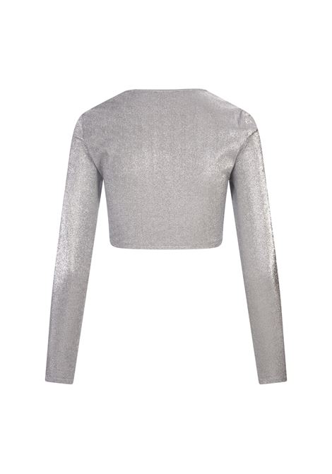 RABANNE Top Crop Argentato A Maniche Lunghe Con Logo - RABANNE Latest fashion