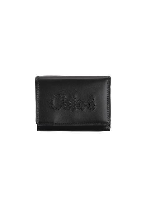 CHLOÉ Portafoglio Tri-Fold Chloé Sense Mini In Pelle Morbida Nera - CHLOÉ Online Outlet