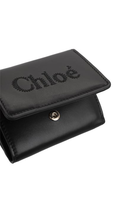 CHLOÉ Portafoglio Tri-Fold Chloé Sense Mini In Pelle Morbida Nera - CHLOÉ Online Outlet
