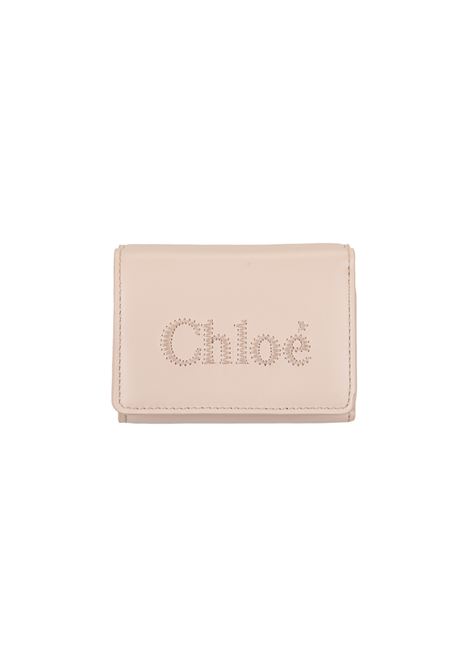 CHLOÉ Portafoglio Tri-Fold Chloé Sense Mini In Pelle Morbida Cement Pink - CHLOÉ Offerte esclusive