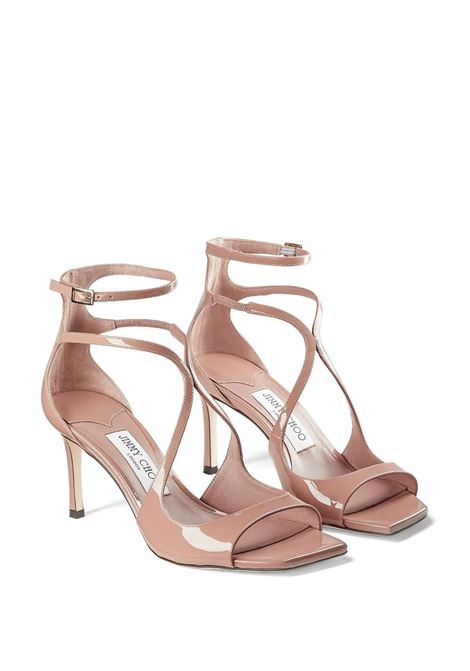 JIMMY CHOO Sandali Azia 75 In Pelle Verniciata Rosa Pastello - JIMMY CHOO Grandi sconti