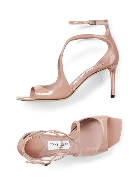 JIMMY CHOO Sandali Azia 75 In Pelle Verniciata Rosa Pastello - JIMMY CHOO Grandi sconti